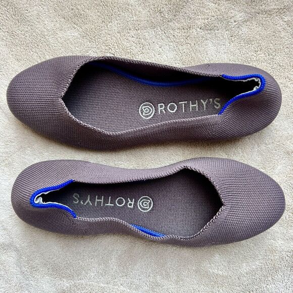 Rothy's The Flat Mink Brown Stretch Fabric Round Toe Ballet Flat Shoes Women 8.5 - Picture 1 of 16